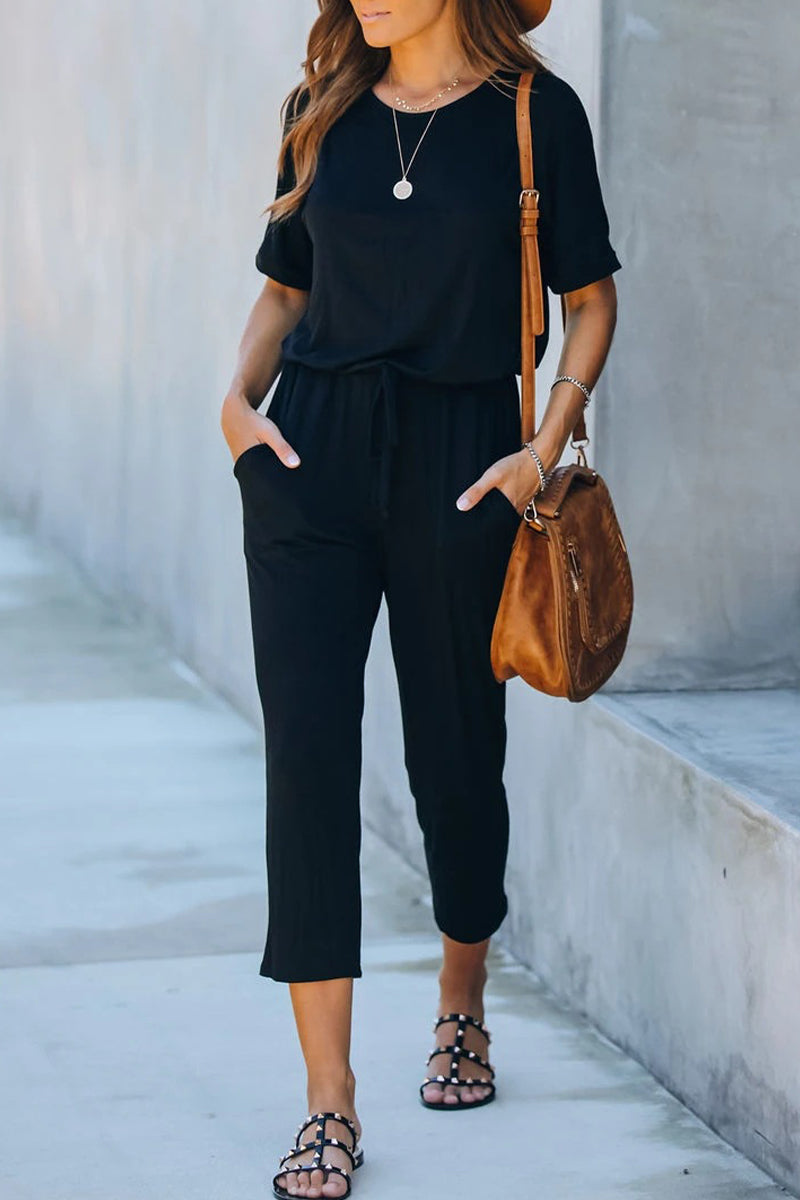 Stilla | Afslappet Simplicity Solid Solid Color O Hals Regular Jumpsuits