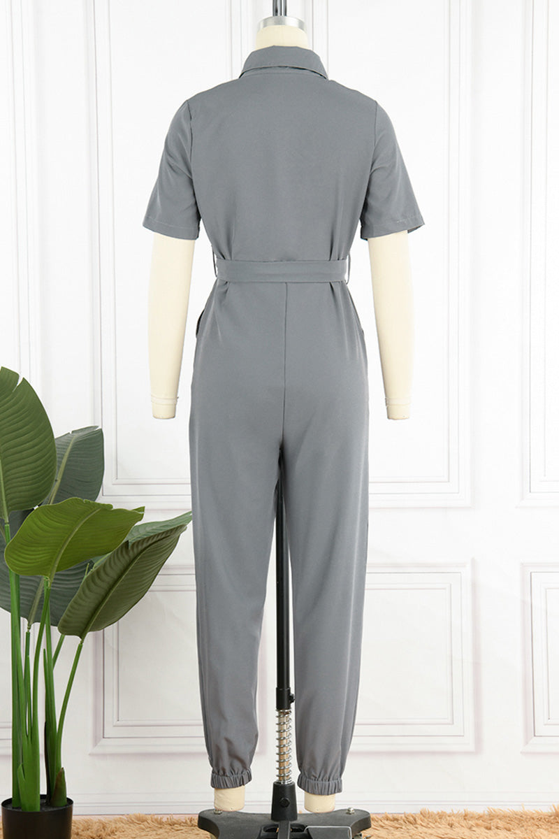 Stilla | Afslappet Daily Solid Frenulum Med Bælte Nedadgående Krave Reguleret Jumpsuits