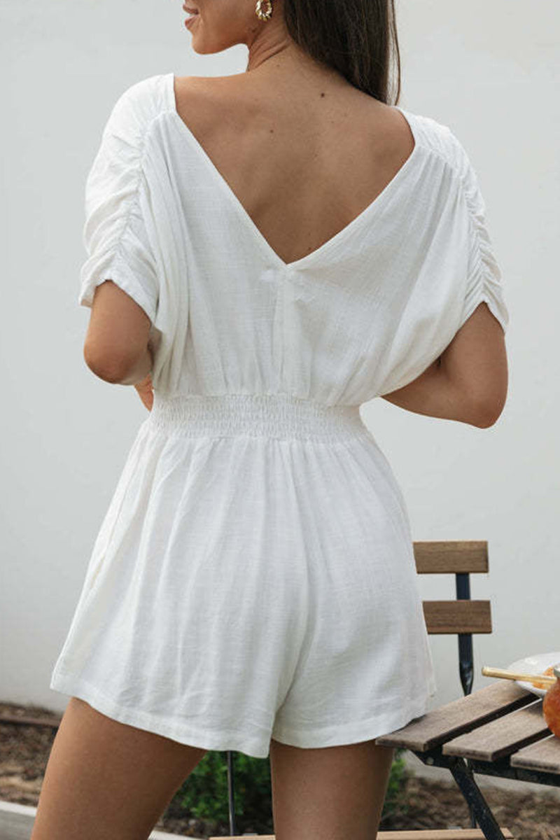 Stilla | Afslappet Simplicity Solid Backless O Hals Loose Jumpsuits