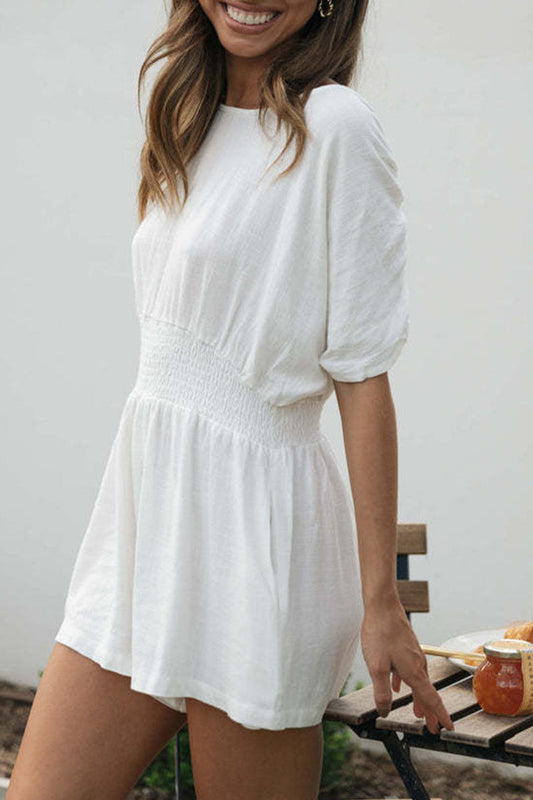 Stilla | Afslappet Simplicity Solid Backless O Hals Loose Jumpsuits