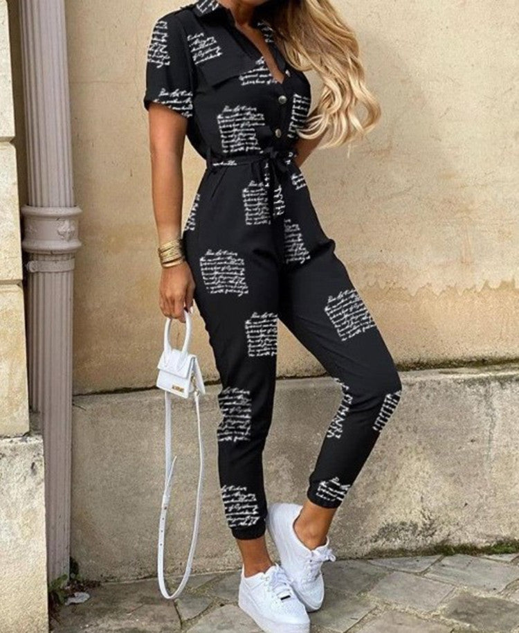 Dame Elegant Jumpsuit med Taljebælte og praktiske Lommer Stilla
