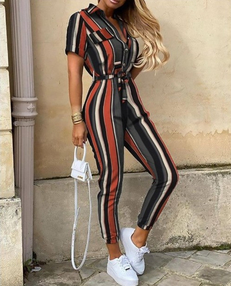 Dame Elegant Jumpsuit med Taljebælte og praktiske Lommer Stilla