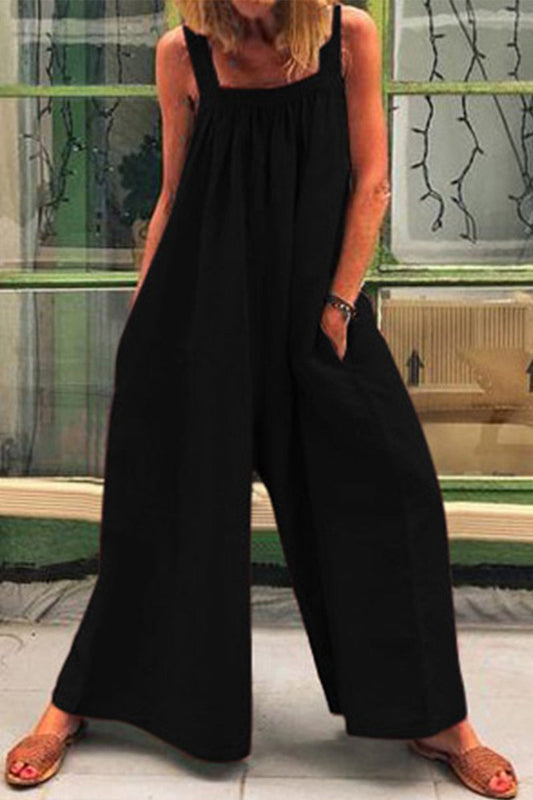 Stilla | Afslappet Daily Solid Square Krave Løs Jumpsuits
