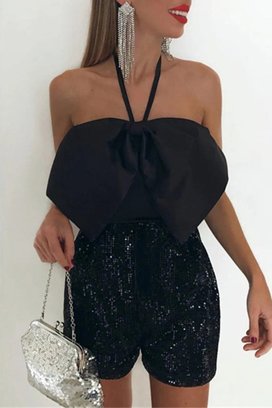 Stilla | Street Elegant Solid Med Sløjfe Halter Regular Jumpsuits