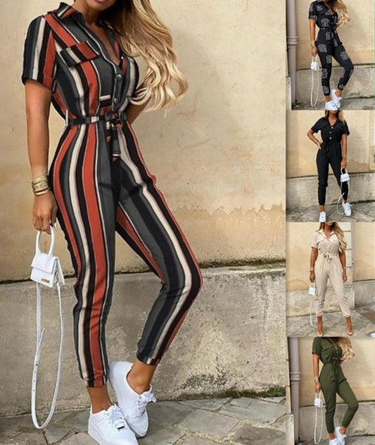 Dame Elegant Jumpsuit med Taljebælte og praktiske Lommer Stilla