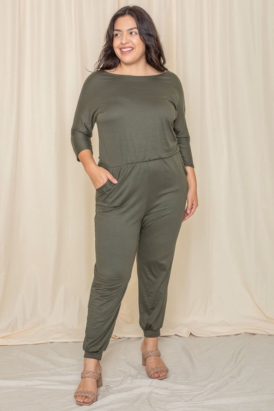 Stilla | Kvartær Ærme Båd Hals Blouson Jumpsuit