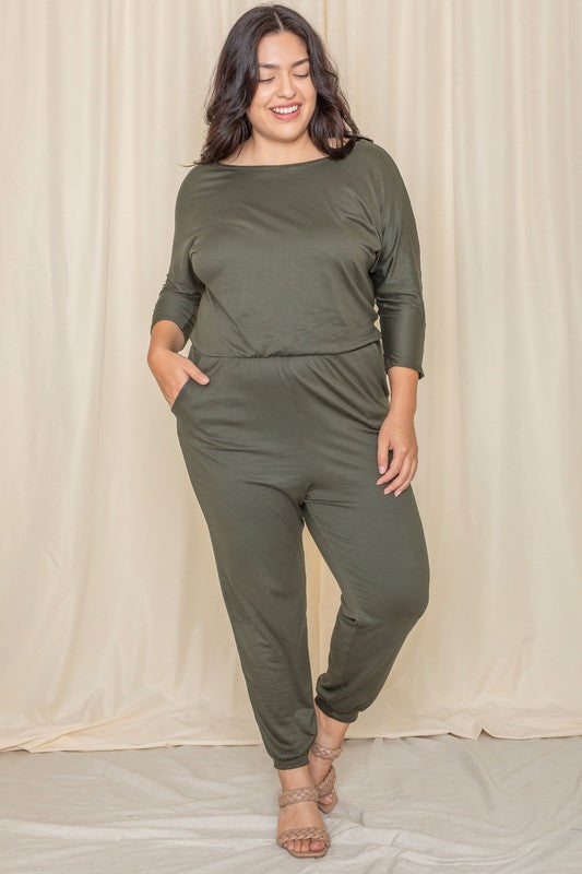 Stilla | Kvartær Ærme Båd Hals Blouson Jumpsuit