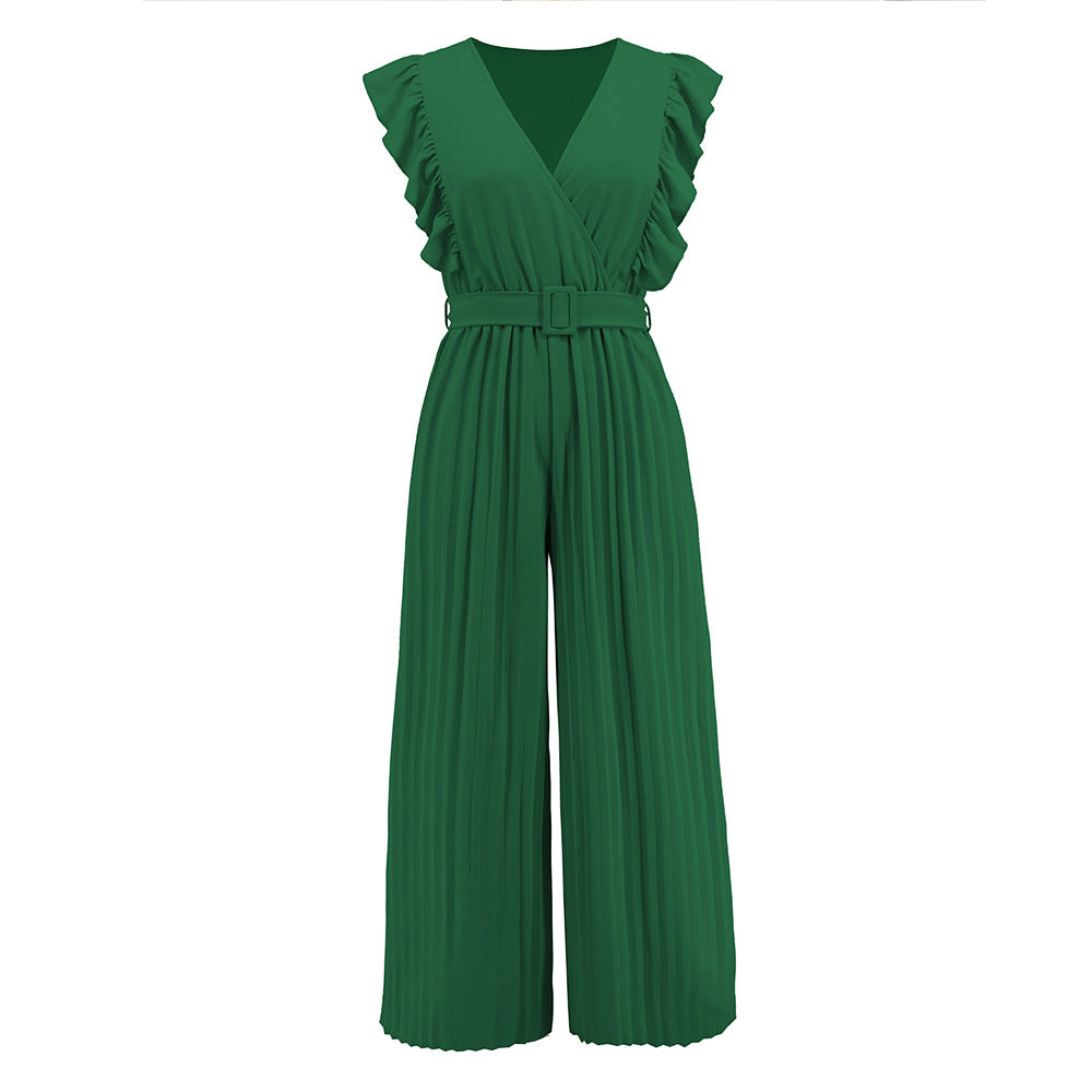 Stilla | Faldet Jumpsuit Korte Ærmer Med Ryscher