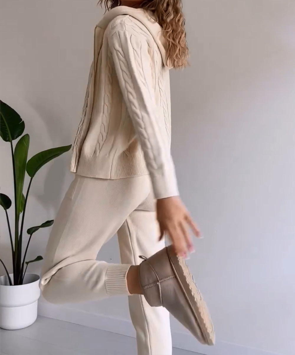 Stilla | 2-delt sæt med cardigan og afslappet jacquard pullovere