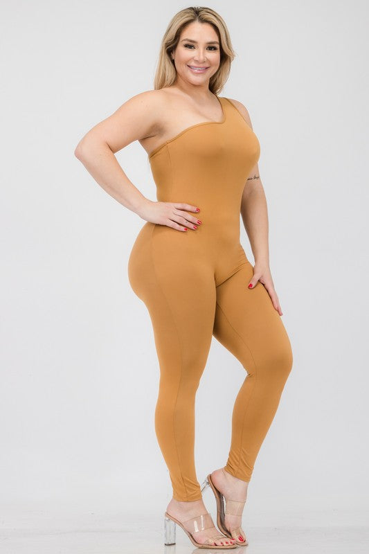 Stilla | Størrelse Solid Farve One Shoulder Jumpsuit