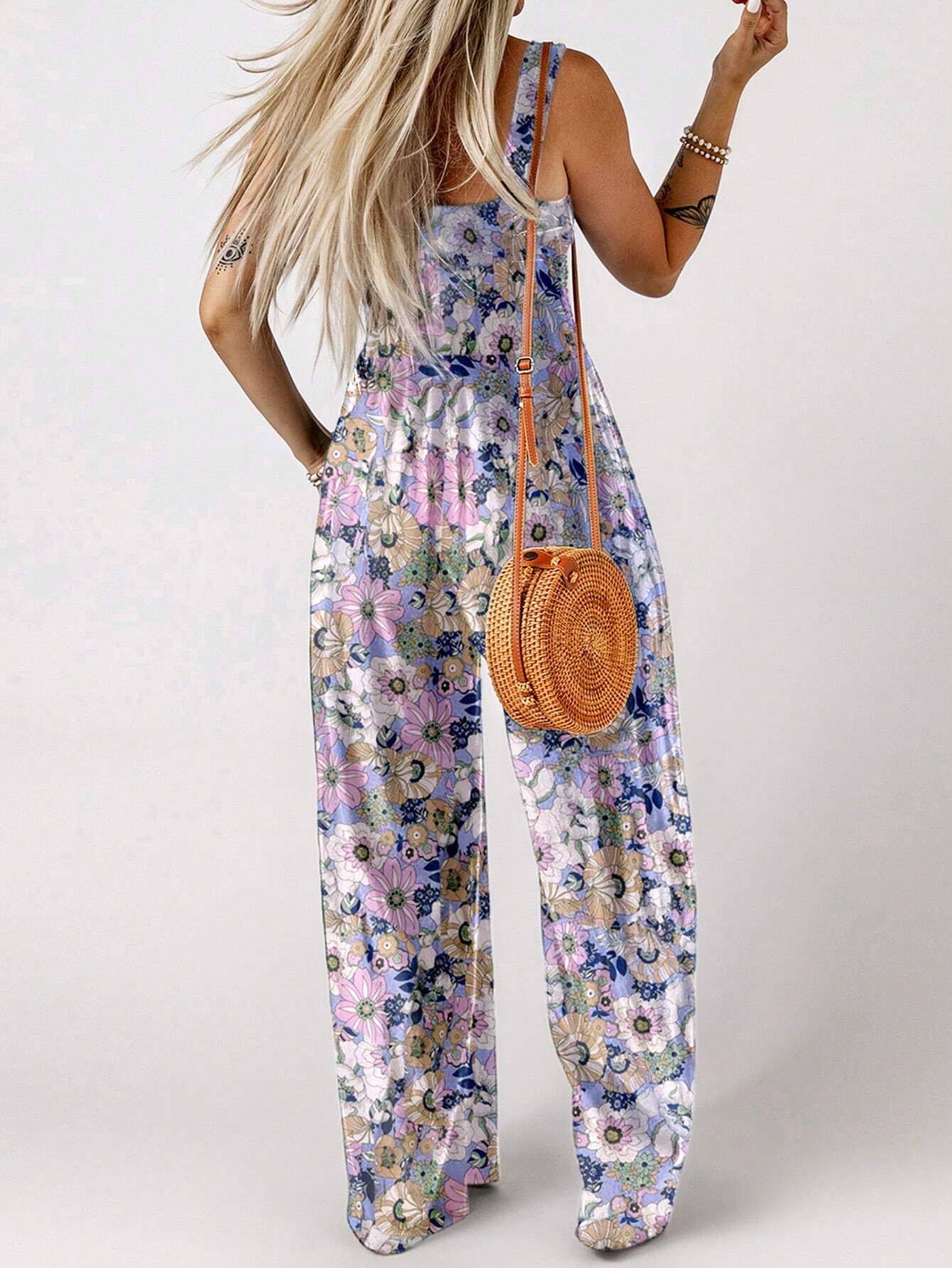 Stilla | Blomsterprint Jumpsuit Med Brede Ben