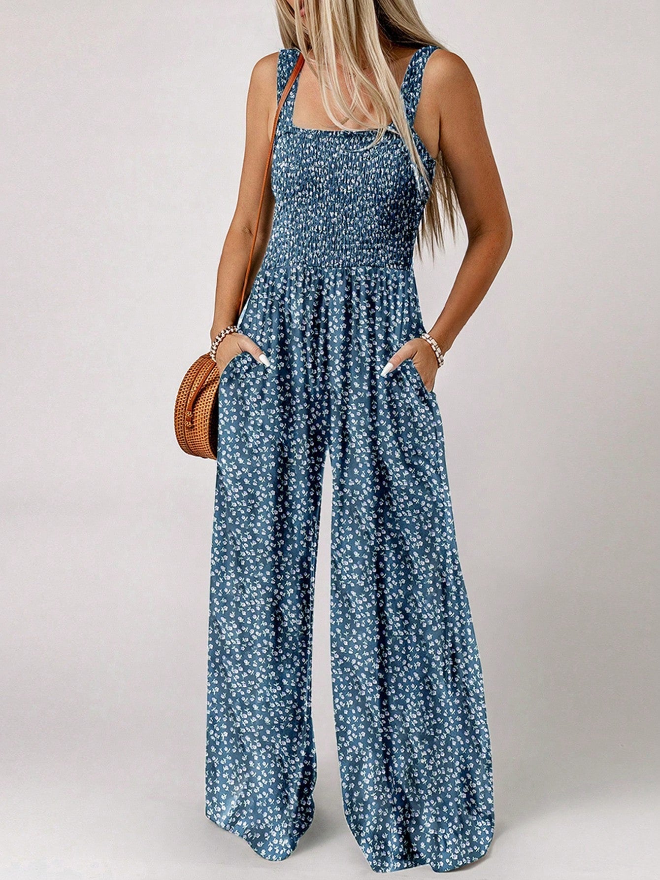 Stilla | Blomsterprint Jumpsuit Med Brede Ben