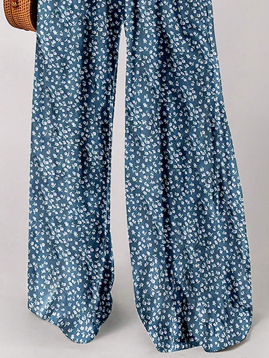 Stilla | Blomsterprint Jumpsuit Med Brede Ben