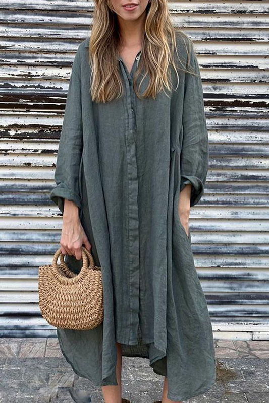 Stilla | Lækre Skjortekjoler Med Lommer og Nedfoldbar Krave