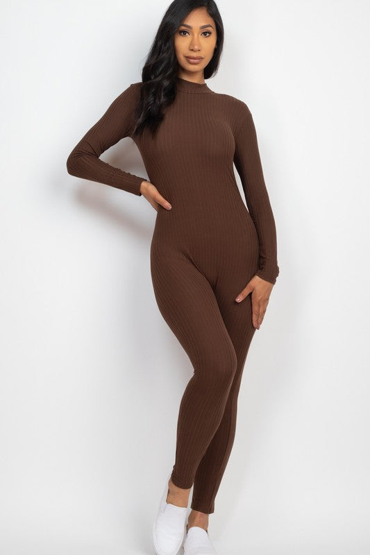 Stilla | Mock Neck Langærmet Casual Jumpsuit