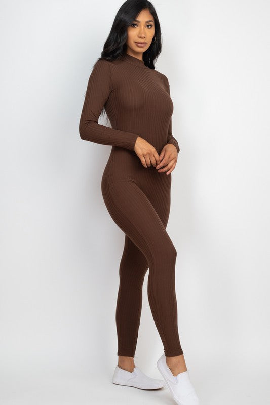 Stilla | Mock Neck Langærmet Casual Jumpsuit