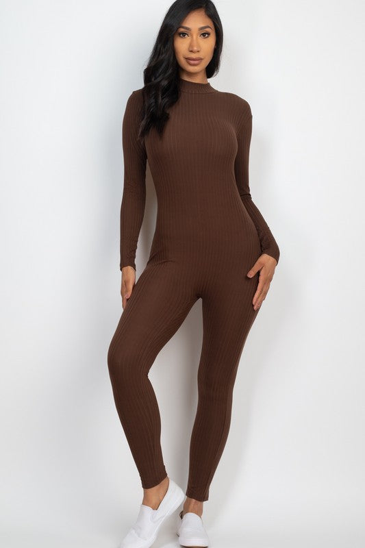 Stilla | Mock Neck Langærmet Casual Jumpsuit