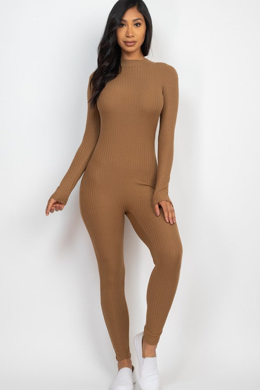 Stilla | Mock Neck Langærmet Casual Jumpsuit