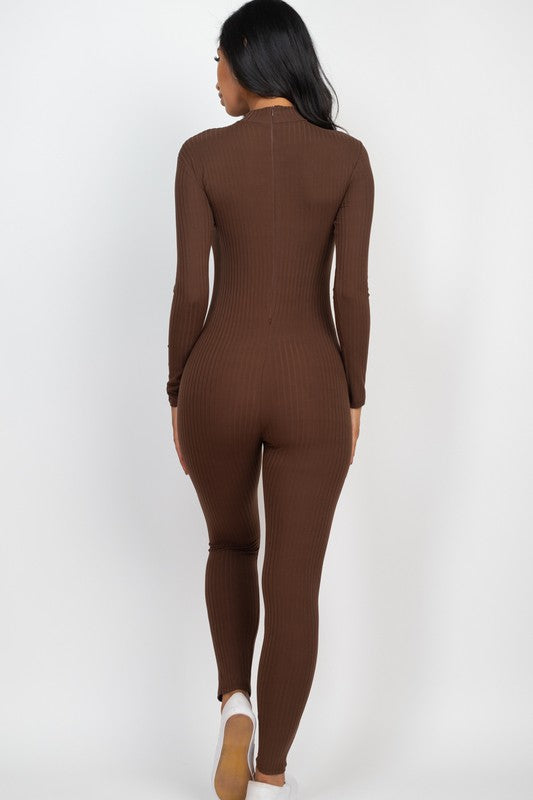 Stilla | Mock Neck Langærmet Casual Jumpsuit