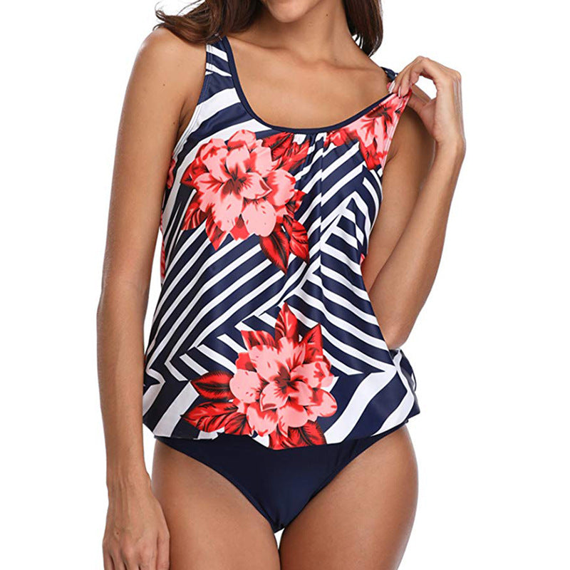 Dame Tankini med blomsterdesign og figursmart snit Stilla