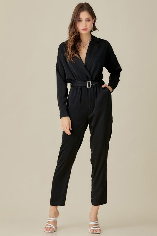 Stilla | Talje Kravede Satin Jumpsuit