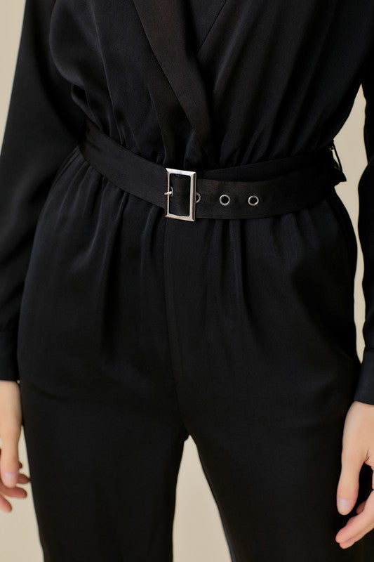 Stilla | Talje Kravede Satin Jumpsuit