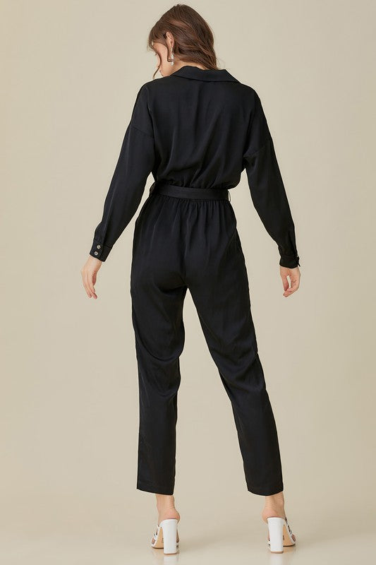 Stilla | Talje Kravede Satin Jumpsuit