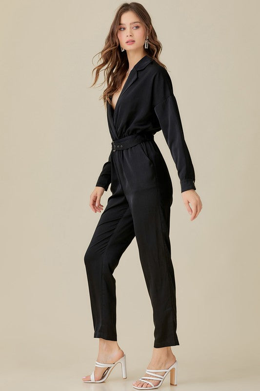 Stilla | Talje Kravede Satin Jumpsuit