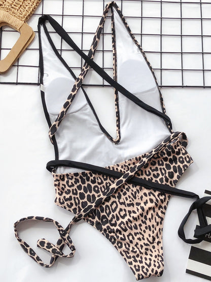 Stilla | Leopard Plunge One-piece Badetøj
