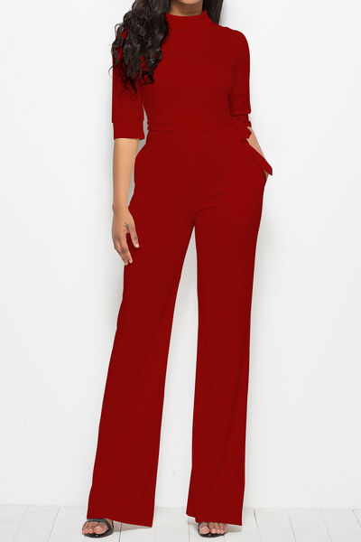 Stilla | Neck Tie-livvidde Halv Ærme Jumpsuit