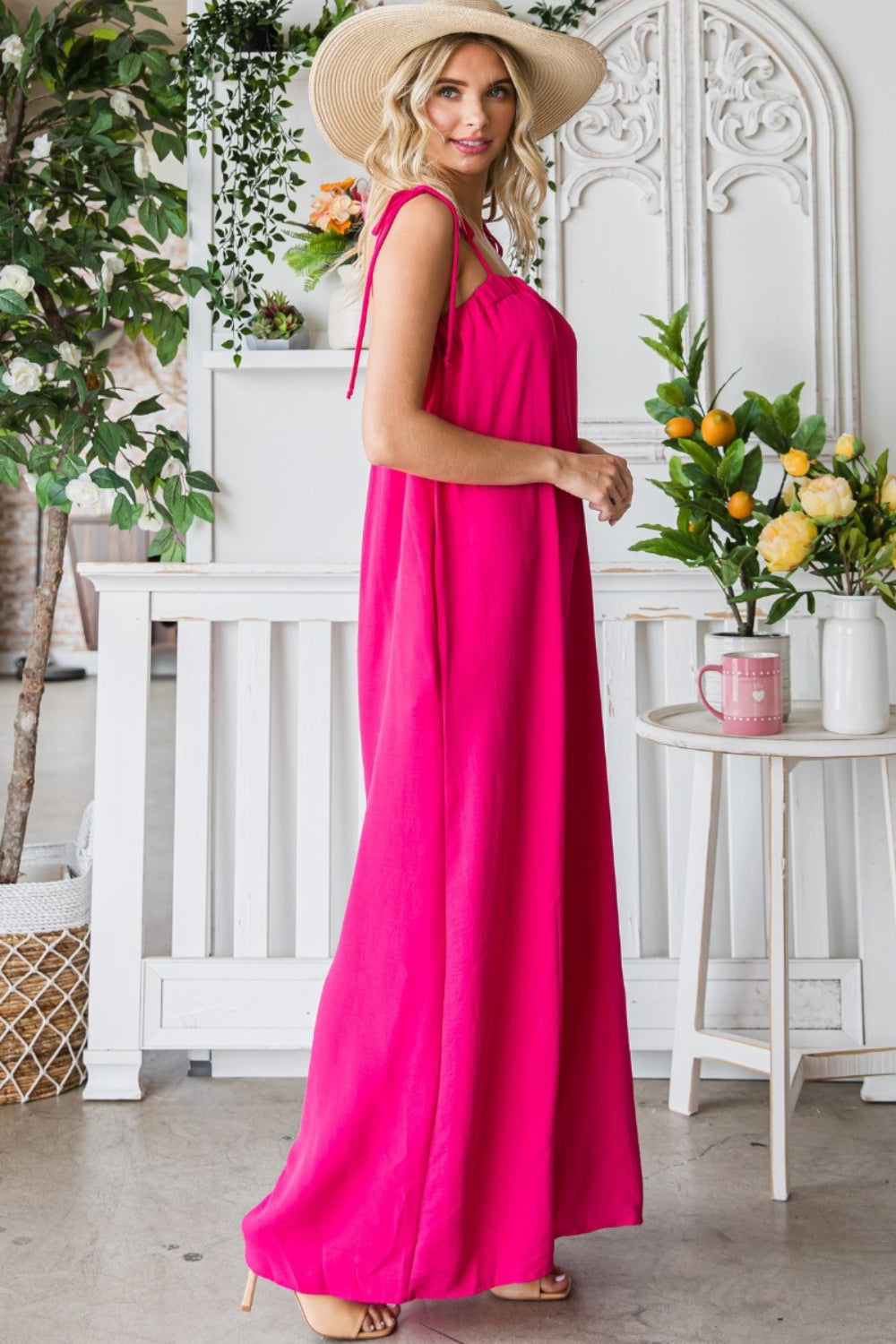 Stilla | Pocketed Spaghetti Strap Bred Ben Jumpsuit