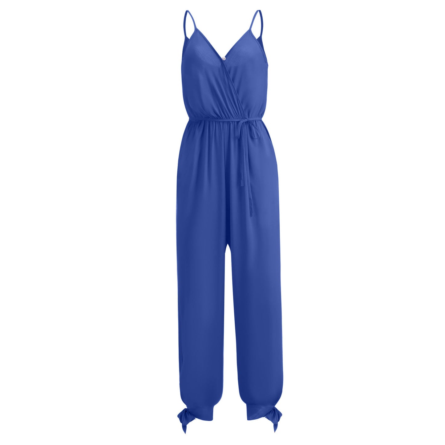 Stilla | Rygfri Dybt V-udskæring Strop Lang Jumpsuit