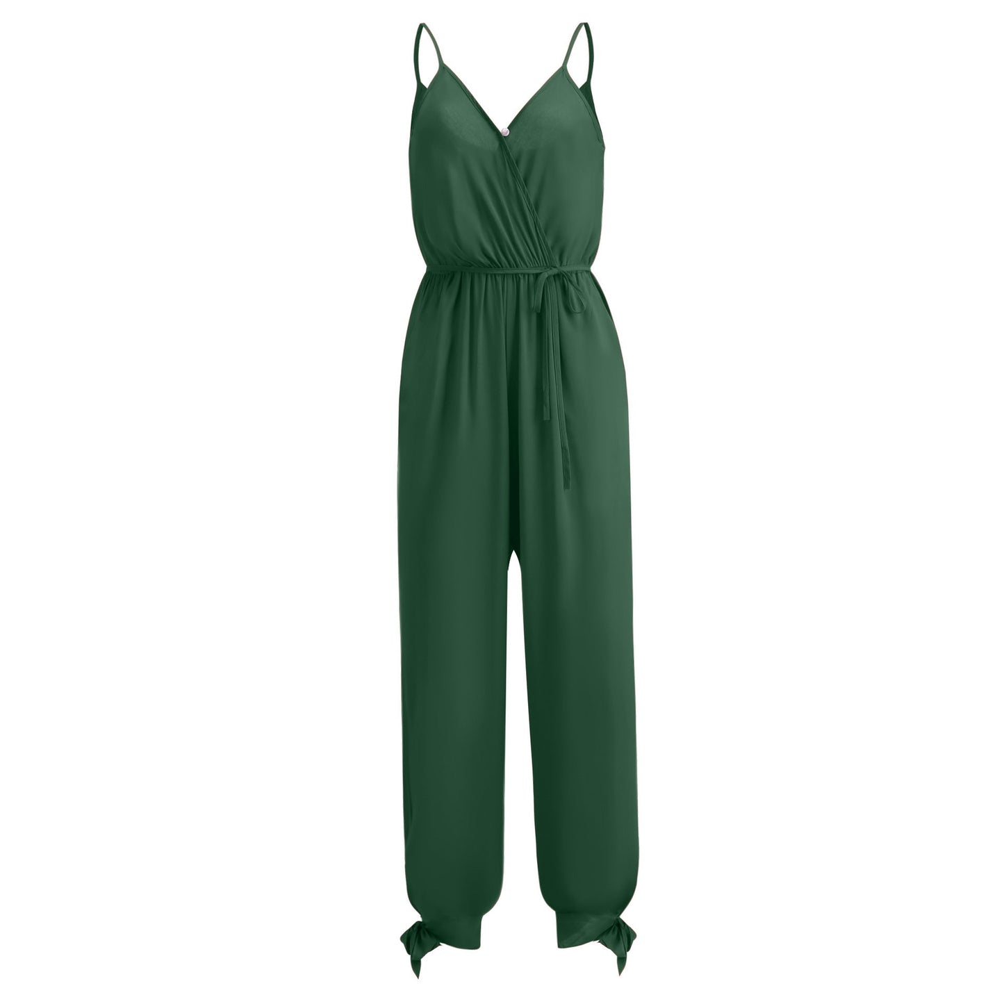 Stilla | Rygfri Dybt V-udskæring Strop Lang Jumpsuit