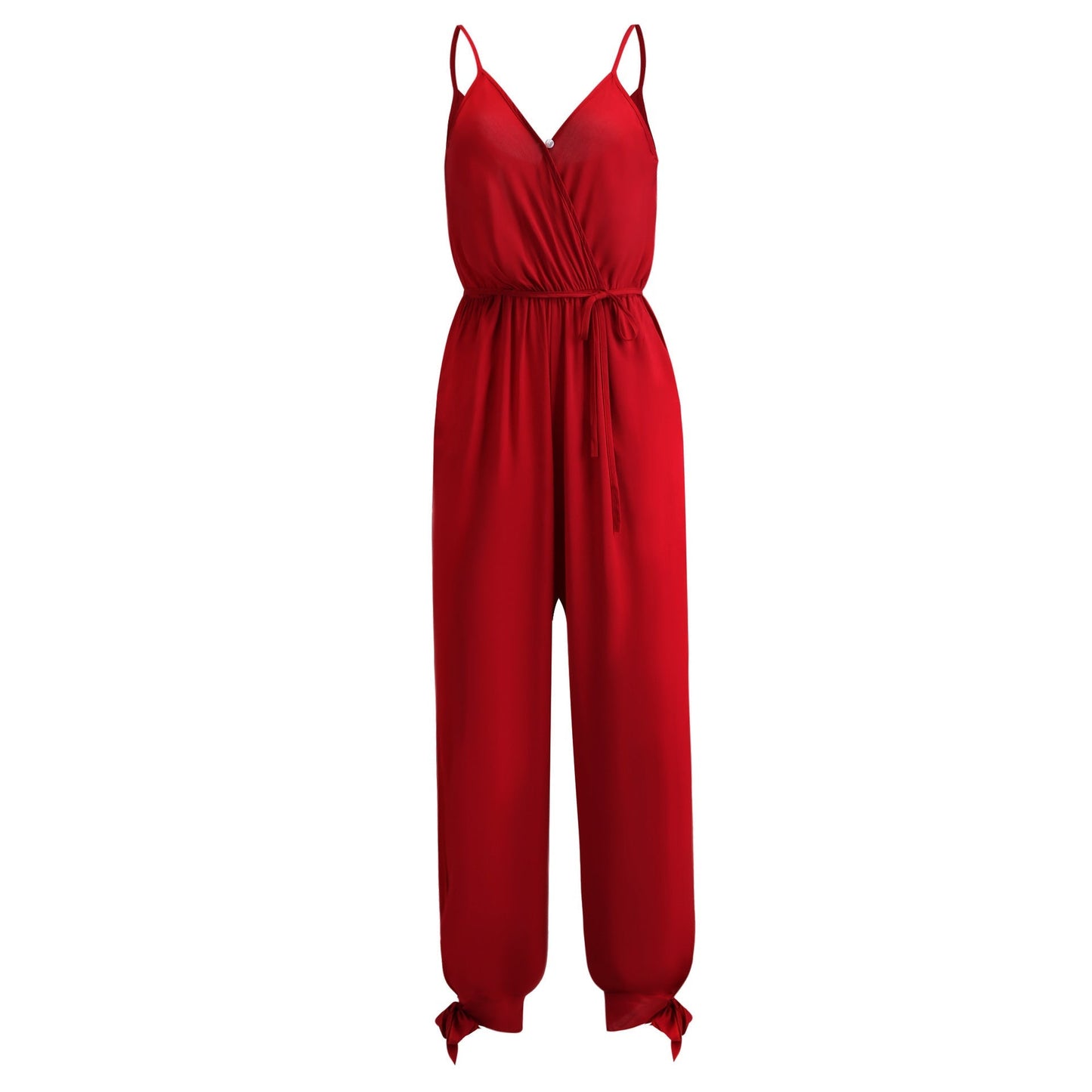 Stilla | Rygfri Dybt V-udskæring Strop Lang Jumpsuit