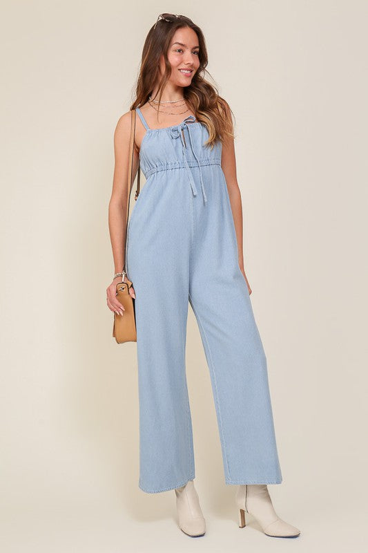 Stilla | Blå Ærmeløs Jumpsuit Med Selv Bindebånd