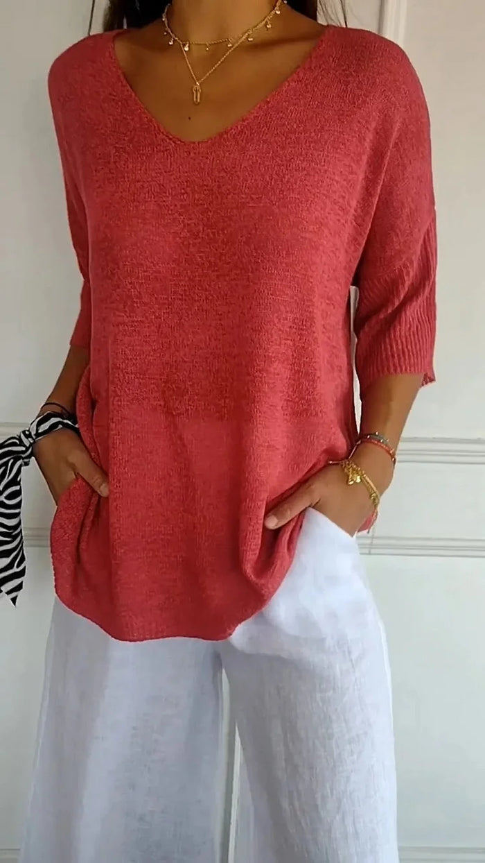 Stilla | Behagelig V-hals Strikket Tank Top