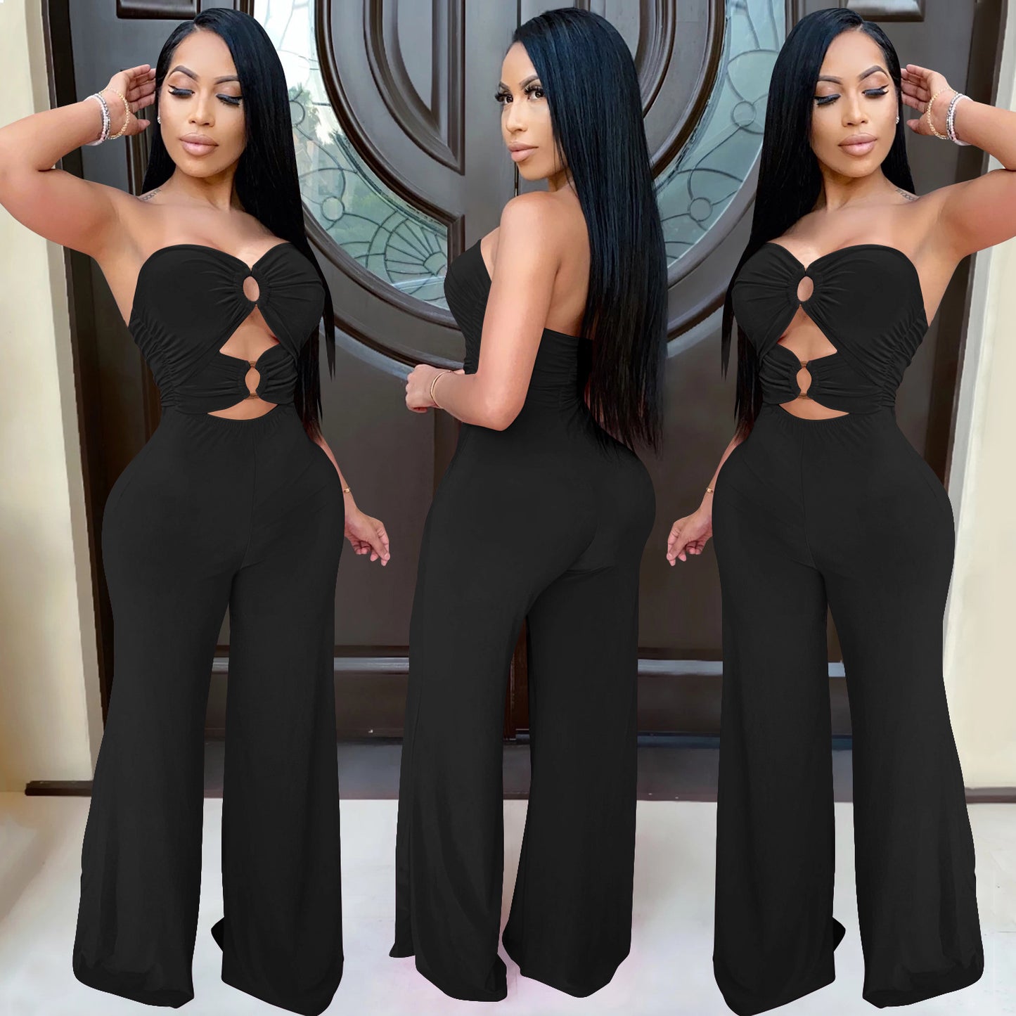 Dame Elegant Jumpsuit med figurtilpasset design og cut-out detaljer Stilla