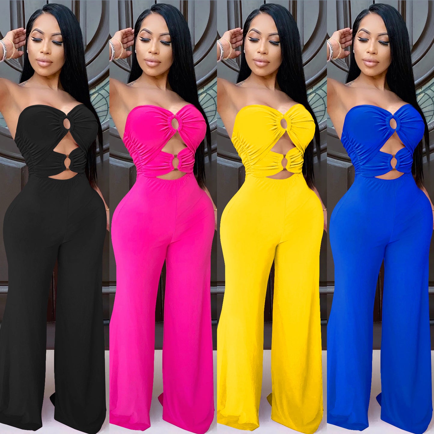 Dame Elegant Jumpsuit med figurtilpasset design og cut-out detaljer Stilla