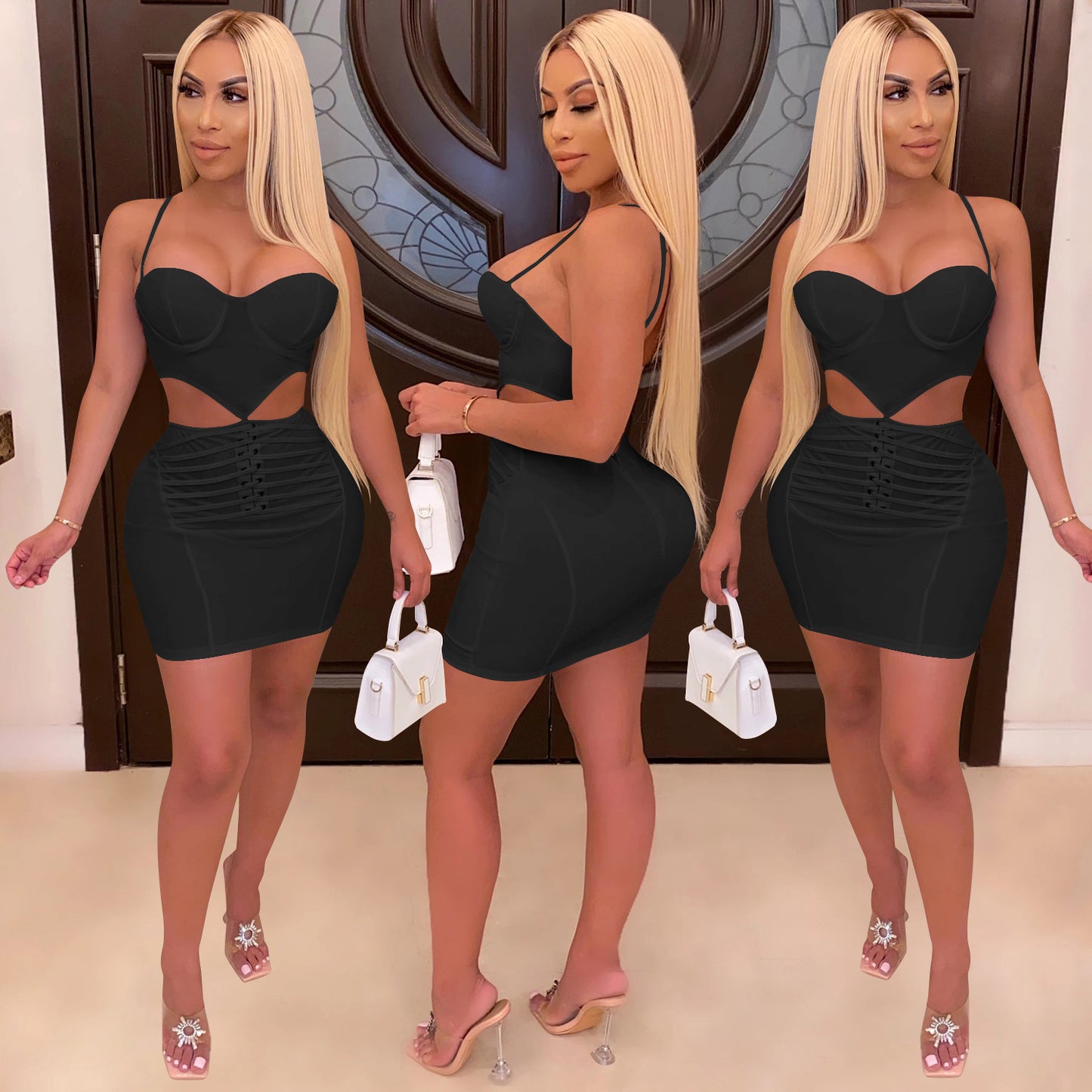 Dame Cut-Out Mini-kjole med raffineret snørede detaljer Stilla