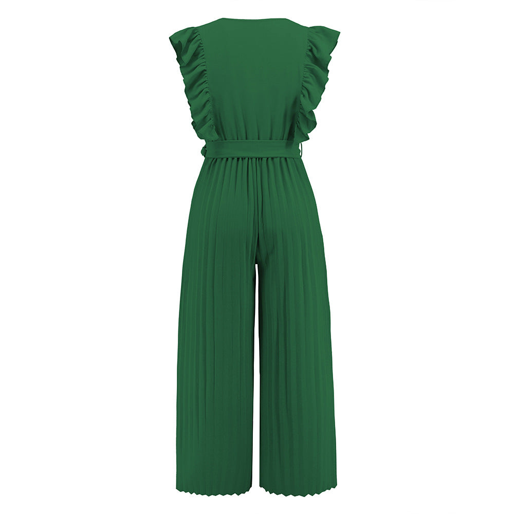 Stilla | Faldet Jumpsuit Korte Ærmer Med Ryscher
