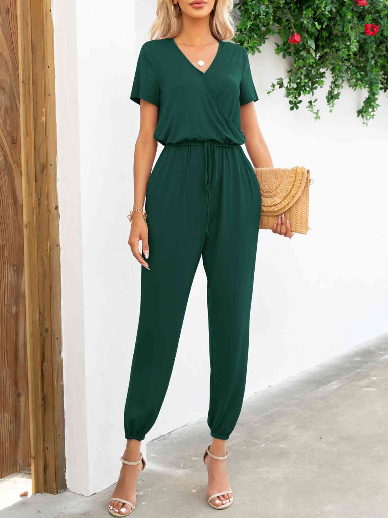 Stilla | Ærme V-hals Jumpsuit Med Lommer
