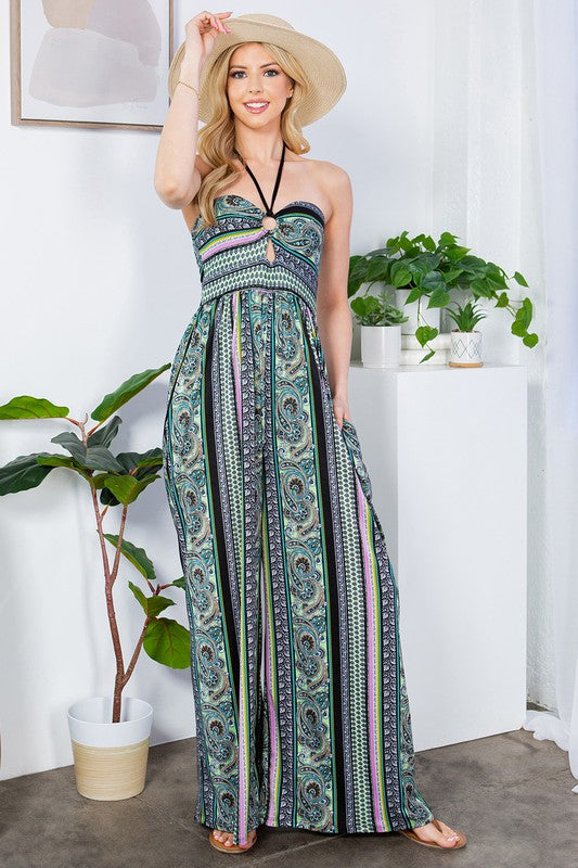 Stilla | Uden Bred Ben Halterneck Jumpsuit Med Lommer