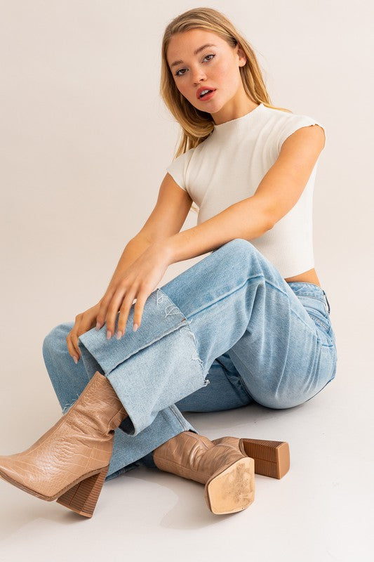 Stilla | Talje Bred Ben Cuffed Jeans
