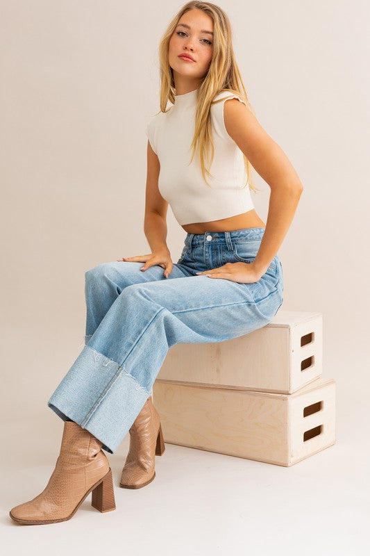 Stilla | Talje Bred Ben Cuffed Jeans