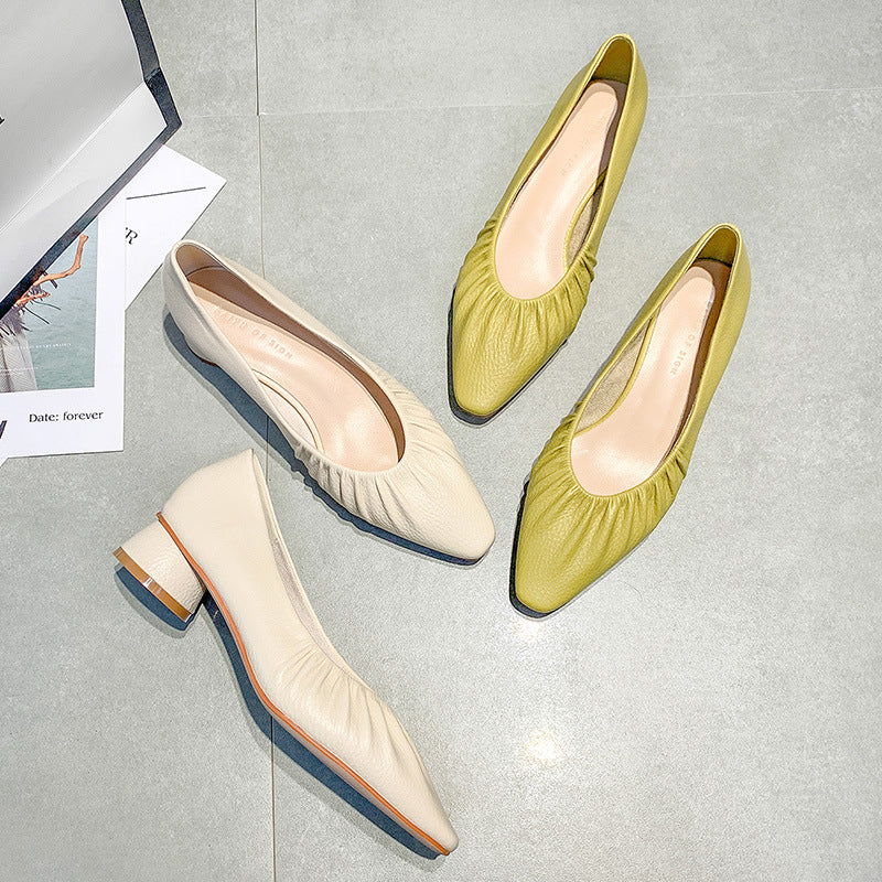 Dame Elegant Blok-hæls Slip-On Ballerinas Stilla