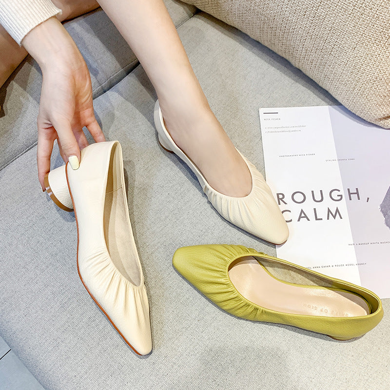 Dame Elegant Blok-hæls Slip-On Ballerinas Stilla