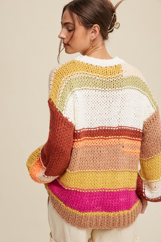 Stilla | Mixed Knit Slouchy Hånd Crocheted Sweater
