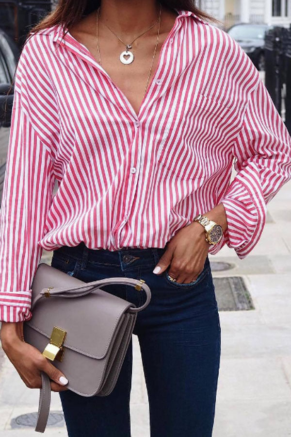 Dame Ekstravagant stribet Skjorte med løs pasform Stilla