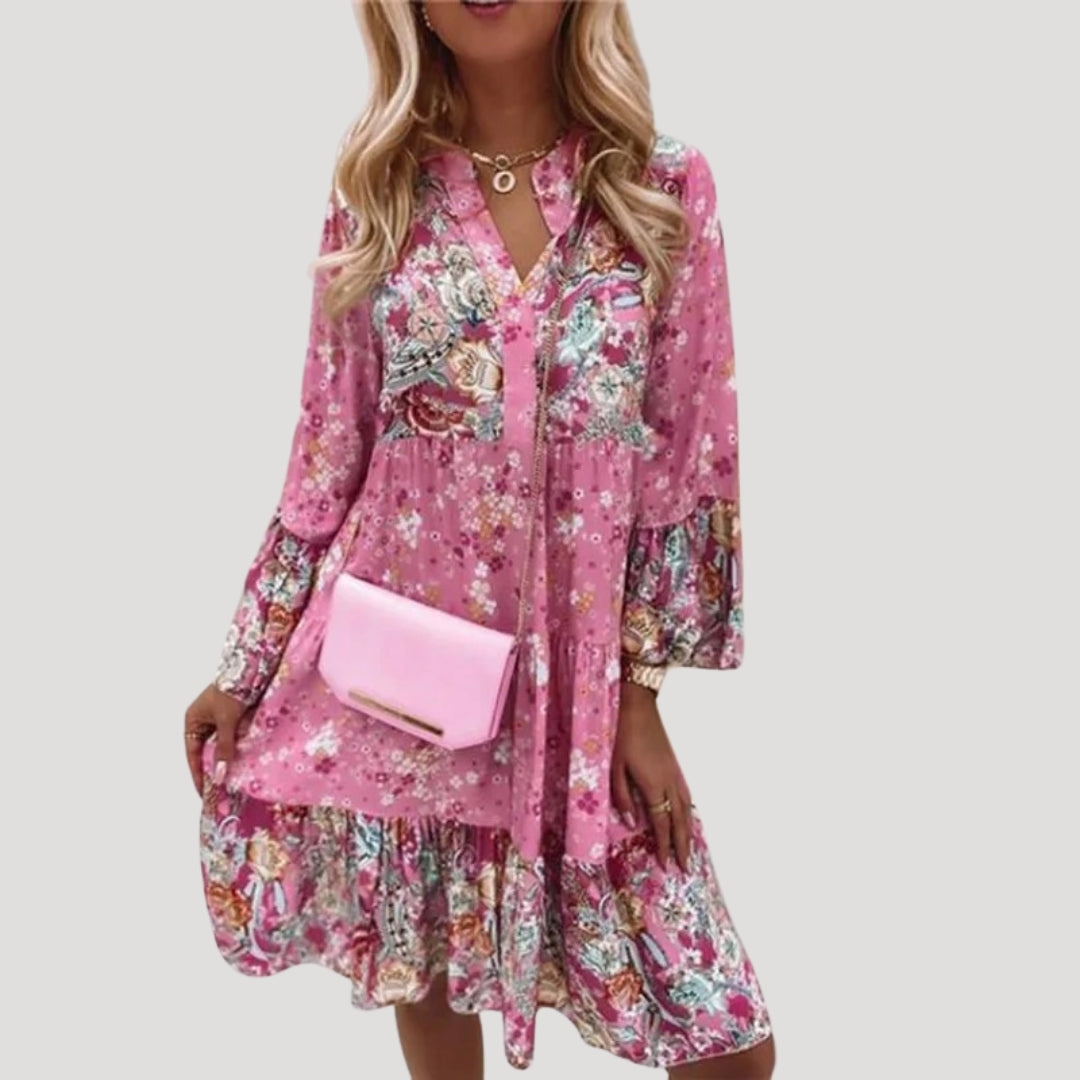 Stilla | Kvindernes Boho Blomster Sommer Midi Kjole