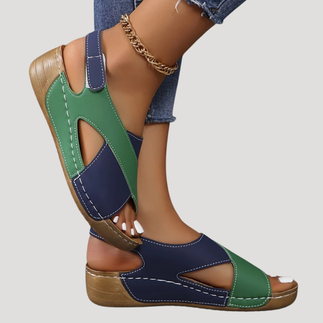Stilla | Kvinders Farveblok Slingback Kilehæl Sandaler